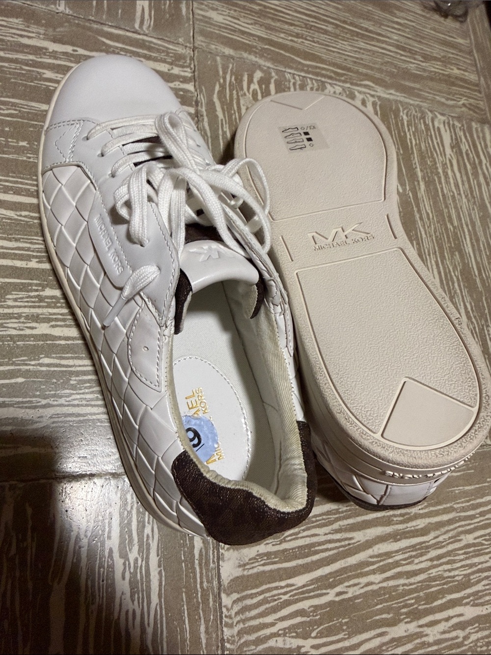 Michael Kors White Sneakers with Brown Accents
